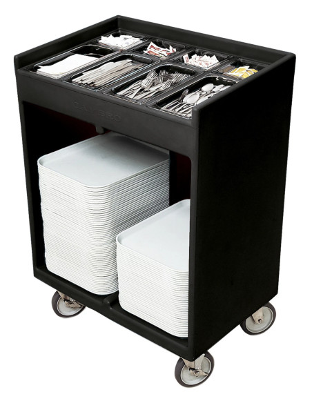 CAMBRO - TC1418 - Carro para bandejas y cubiertos con 8 recipientes transparentes - 82 x 54 x 116 cm