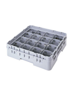 CAMBRO - 16C414-151 - Cesta de lavado para tazas con 16 comp. de 11,1 x 11,1 cm. Alt. Máx 7,7 cm - 50 x 50 x 14,3 cm - Gris clar