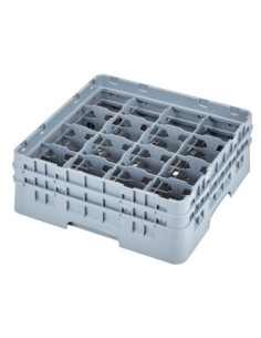 CAMBRO - 16C578-151 - Cesta de lavado para tazas con 16 comp. de 11,1 x 11,1 cm. Alt. Máx 14,9 cm - 50 x 50 x 18,4 cm - Gris cla
