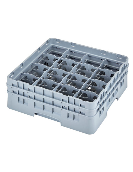 CAMBRO - 16C578-151 - Cesta de lavado para tazas con 16 comp. de 11,1 x 11,1 cm. Alt. Máx 14,9 cm - 50 x 50 x 18,4 cm - Gris cla