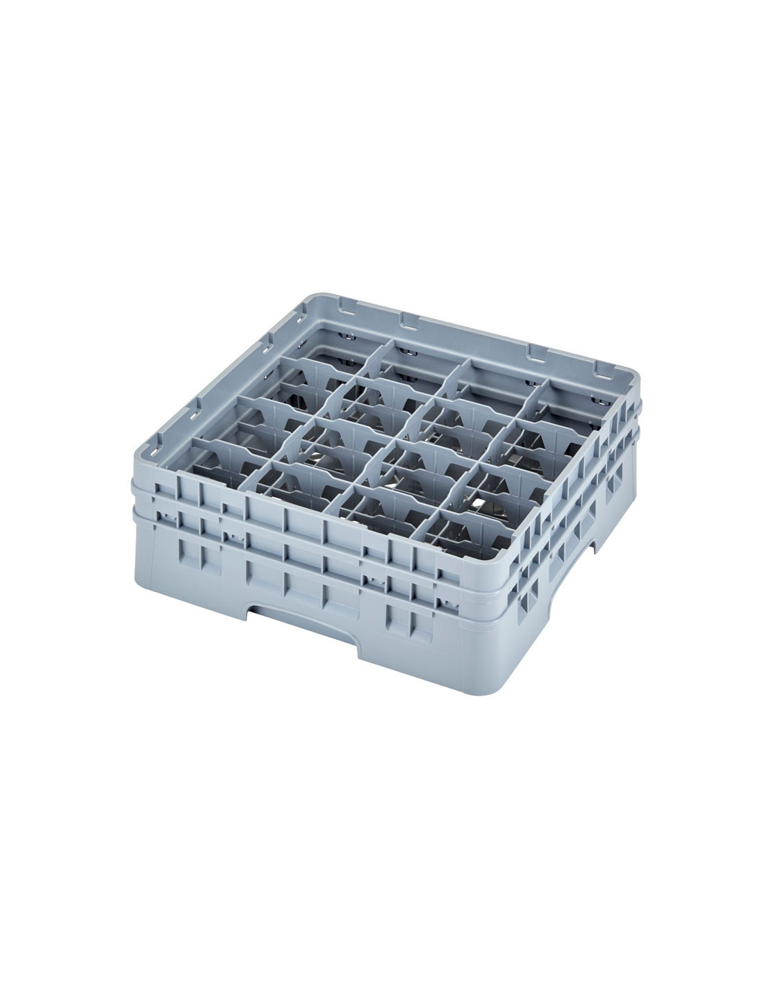 CAMBRO - 16C578-151 - Cesta de lavado para tazas con 16 comp. de 11,1 x 11,1 cm. Alt. Máx 14,9 cm - 50 x 50 x 18,4 cm - Gris cla