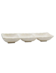 ADRIER - SRCTB26085-MBK Pack de 12 Unidades - Colección Terral - Cuenco rectangular con 3 compartimentos - 26 x 8,5 x 3,5 cm