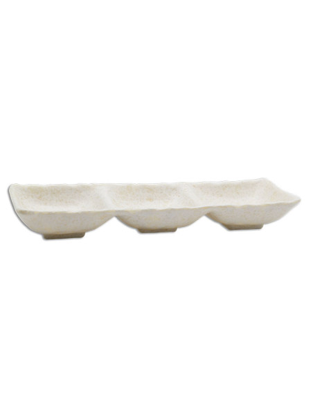 ADRIER - SRCTB26085-MBK Pack de 12 Unidades - Colección Terral - Cuenco rectangular con 3 compartimentos - 26 x 8,5 x 3,5 cm