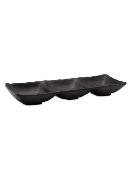 ADRIER - SRCTB26085-MBK Pack de 12 Unidades - Colección Terral - Cuenco rectangular con 3 compartimentos - 26 x 8,5 x 3,5 cm