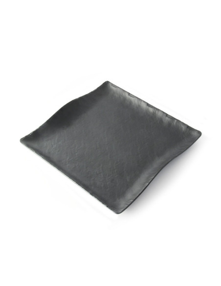 ADRIER - SQP2828-MBK Pack de 6 Unidades - Colección Terral - Plato cuadrado con borde ondeado - 28 x 28 x 2,5 cm