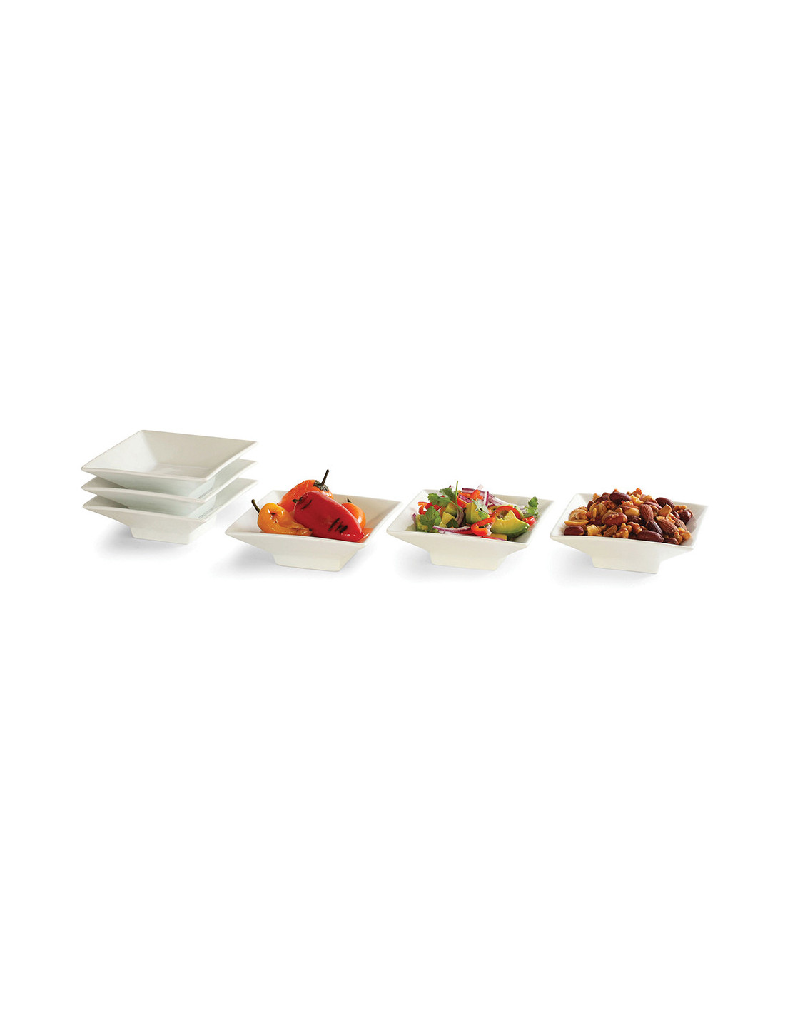 Conjunto de 6 Bolillos Cuadrados Rosseto de Porcelana Minimalistas