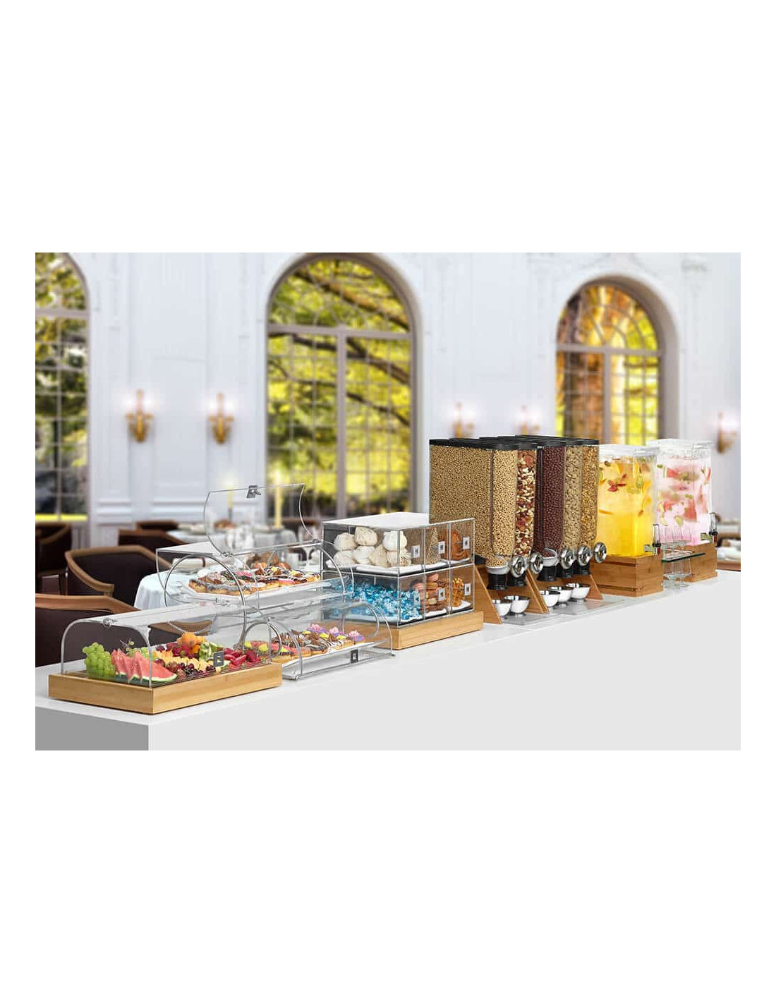 Dispensador de Encimera PRO BULK Rosseto con Bamboo Stand