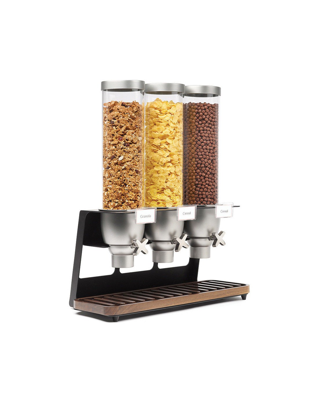 Dispensador de Cereales y Aperitivos en Acrílico con Base de Nogal Rosseto