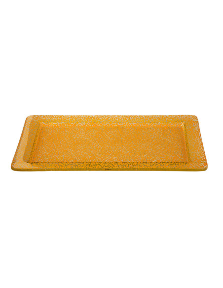 Bandeja Rectangular de Vidrio Rosseto Elegante y Duradera Foglia Mustard