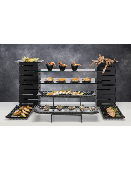 Platos Mini Cuadrados Vidrio Rosseto Diamante Refinado