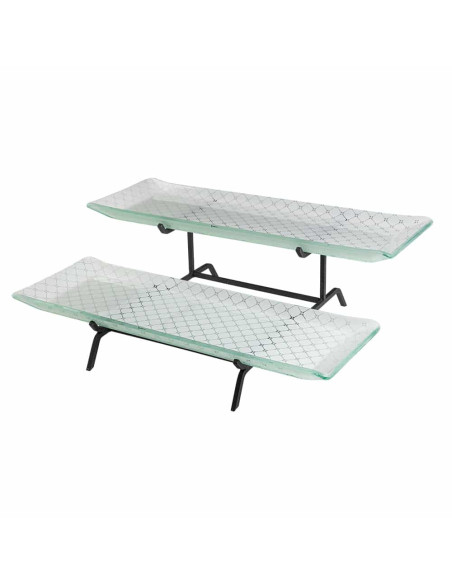 Soporte Multinivel Rosseto para Buffet con Bandejas de Vidrio