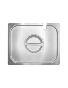 DBMARK - GNLN12000 - Tapa GN 1/2 de acero inoxidable con muesca. Tamaño 32,5 x 26,5 cm.