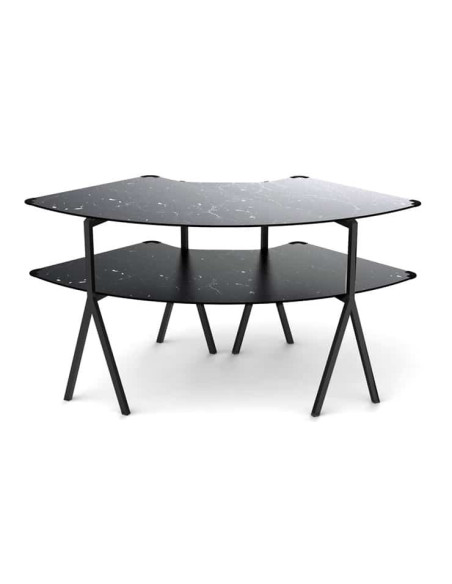 Mesa Modular Redonda en Mármol Negro Resistente Rosseto