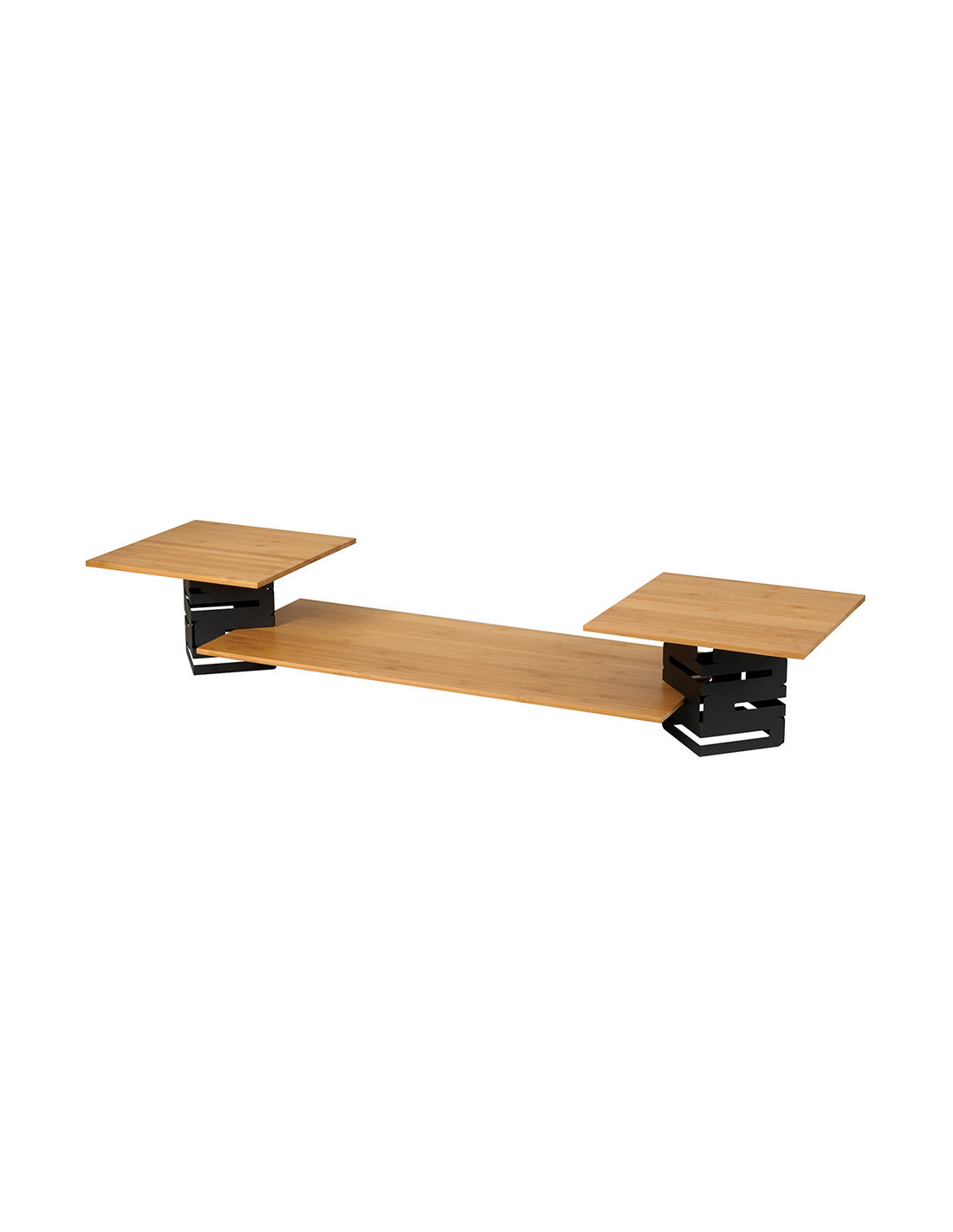 Kit Expositor Modulado Negro Mate con Superficies de Bamboo Rosseto