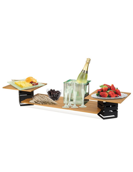 Kit Expositor Modulado Negro Mate con Superficies de Bamboo Rosseto