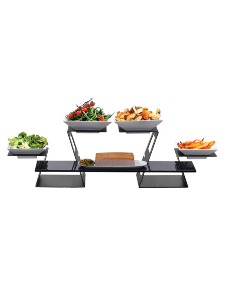 Kit Expositor de Platos Rosseto con Vidrio Templado y Soportes Multinivel