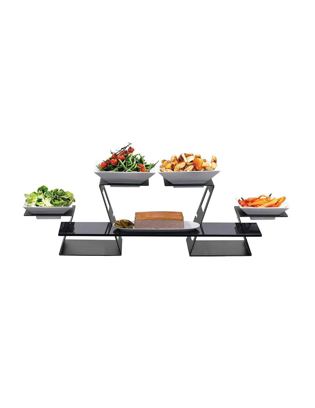 Kit Expositor de Platos Rosseto con Vidrio Templado y Soportes Multinivel