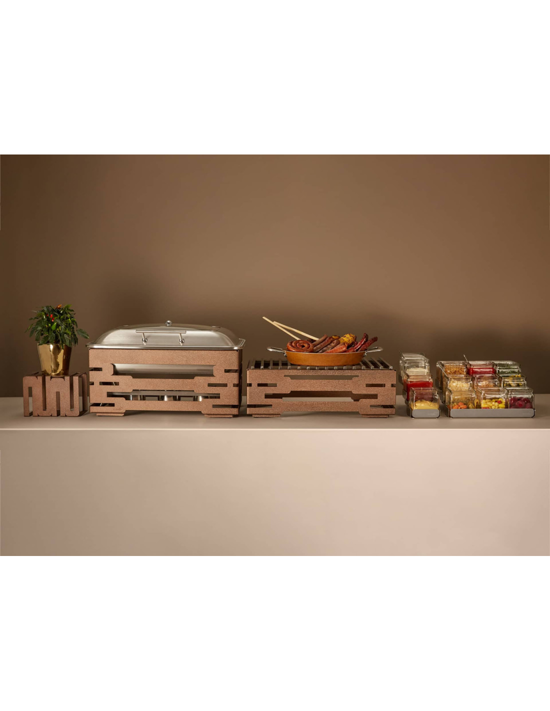 Caldero de Servicio Bronce Multi Chef con Tapas Rosseto