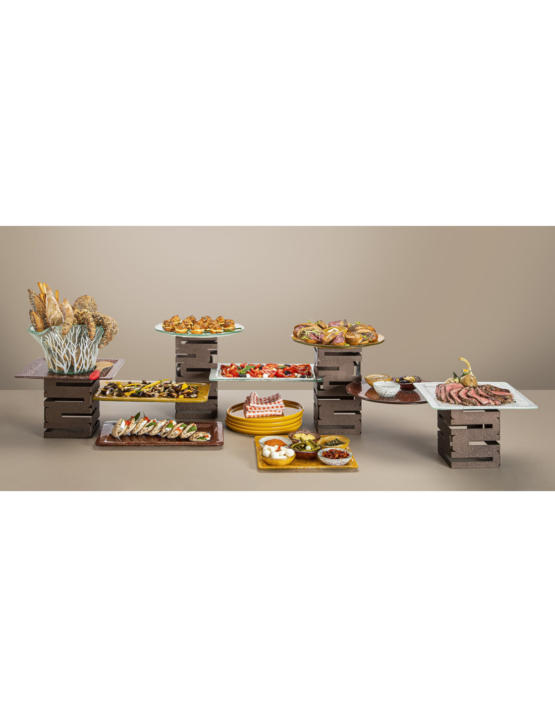 Elevador Multinivel 18" Rosseto Acero Inoxidable Bronceado