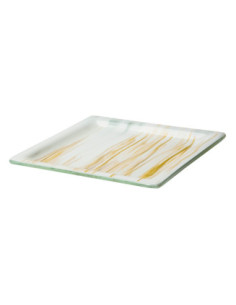 Plancha Cuadrada Dorada y Blanca Rosseto para Buffet Premium