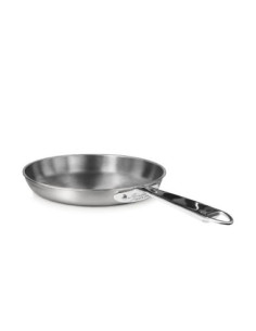 Sartén de acero inoxidable y aluminio de 3 capas, satinado, para inducción, con un solo mango, diámetro 20 cm