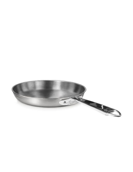 Sartén de acero inoxidable y aluminio de 3 capas, satinado, para inducción, con un solo mango, diámetro 20 cm