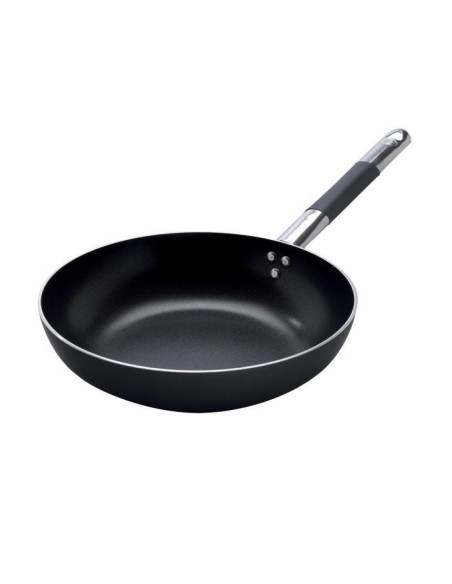 Sartén acampanada de aluminio antiadherente AlBlack de 3 mm, para inducción, con mango frío, diámetro 24 cm