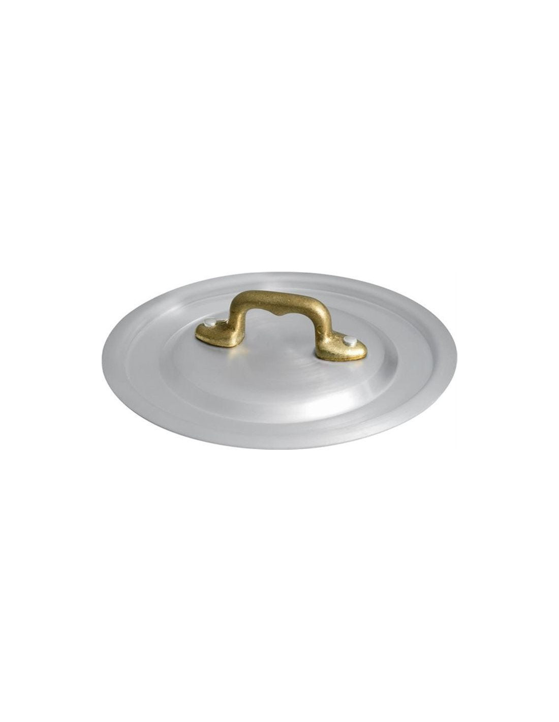 Tapa de aluminio de 1932 con puente de latón, diámetro 16 cm.