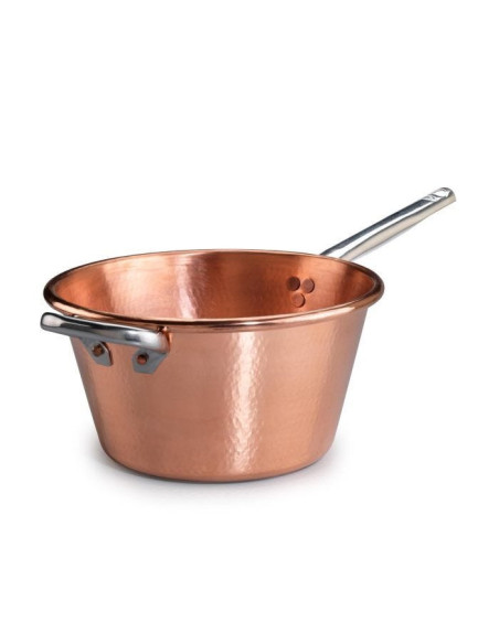 Olla para polenta de inducción de 2 mm de cobre 'sin estañar' con asa y empuñadura, 1,2 mm de grosor, diámetro 28 cm