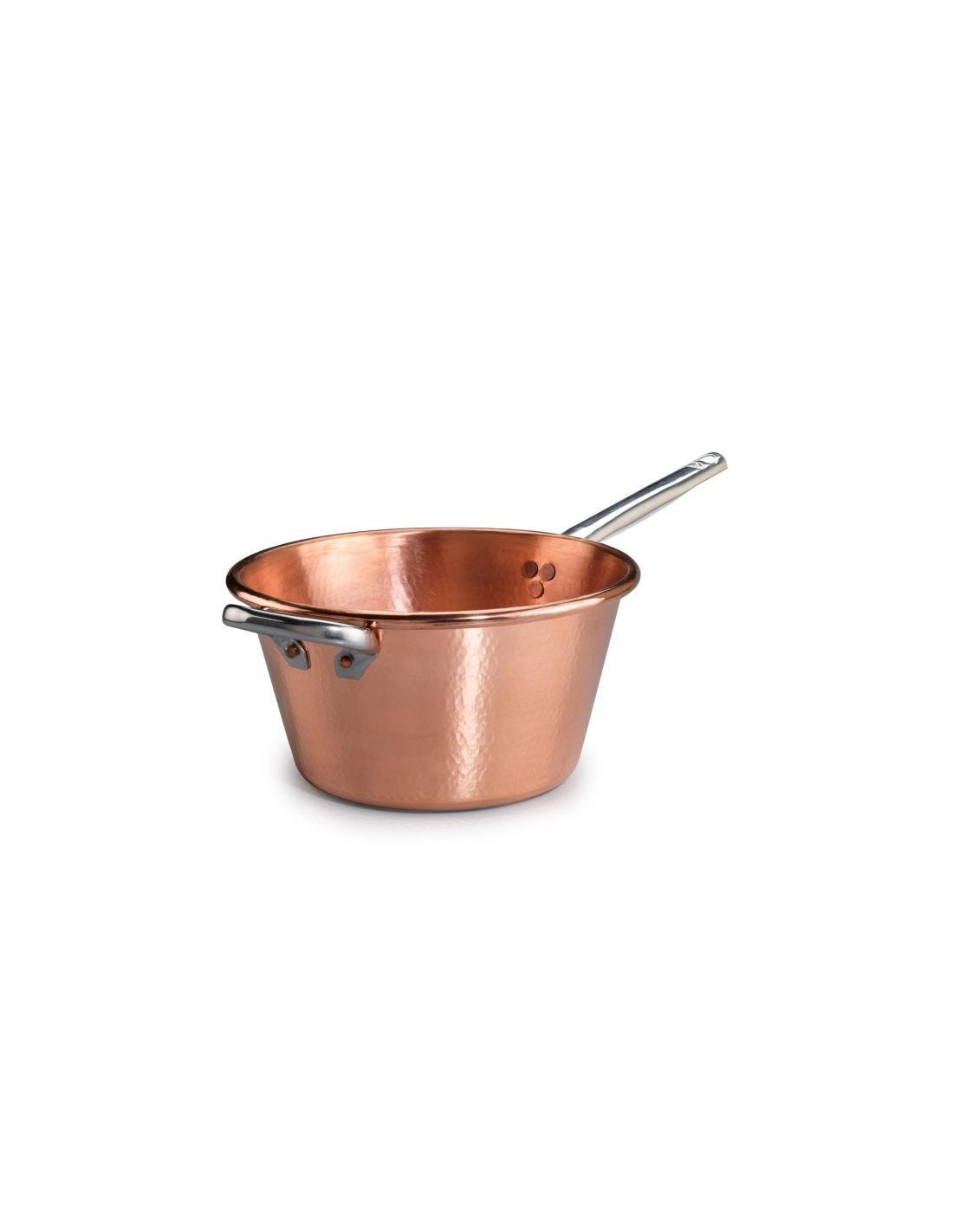 Olla para polenta de inducción de 2 mm de cobre 'sin estañar' con asa y empuñadura, 1,2 mm de grosor, diámetro 24 cm