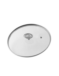 Tapa de vidrio de 5 mm con pomo, diámetro 16 cm.