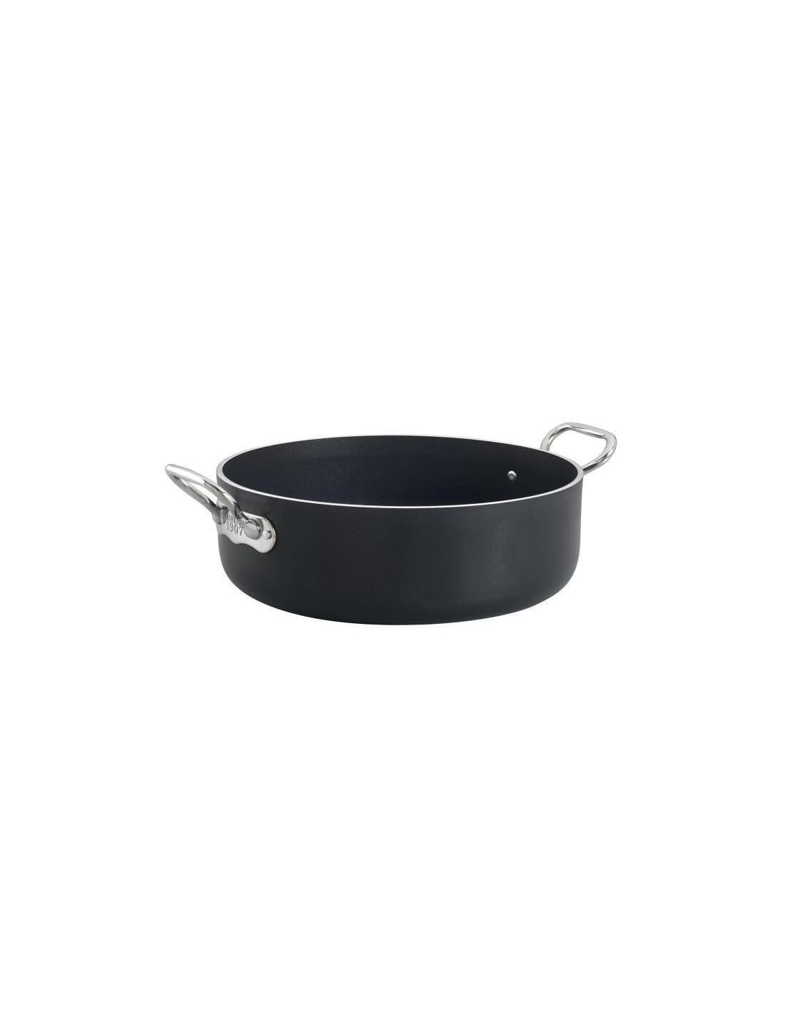 Cacerola baja AlBlack 1907 en aluminio antiadherente de 5mm, dos asas, diámetro 32cm