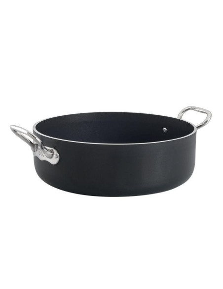 Cacerola baja AlBlack 1907 en aluminio antiadherente de 5mm, dos asas, diámetro 24cm
