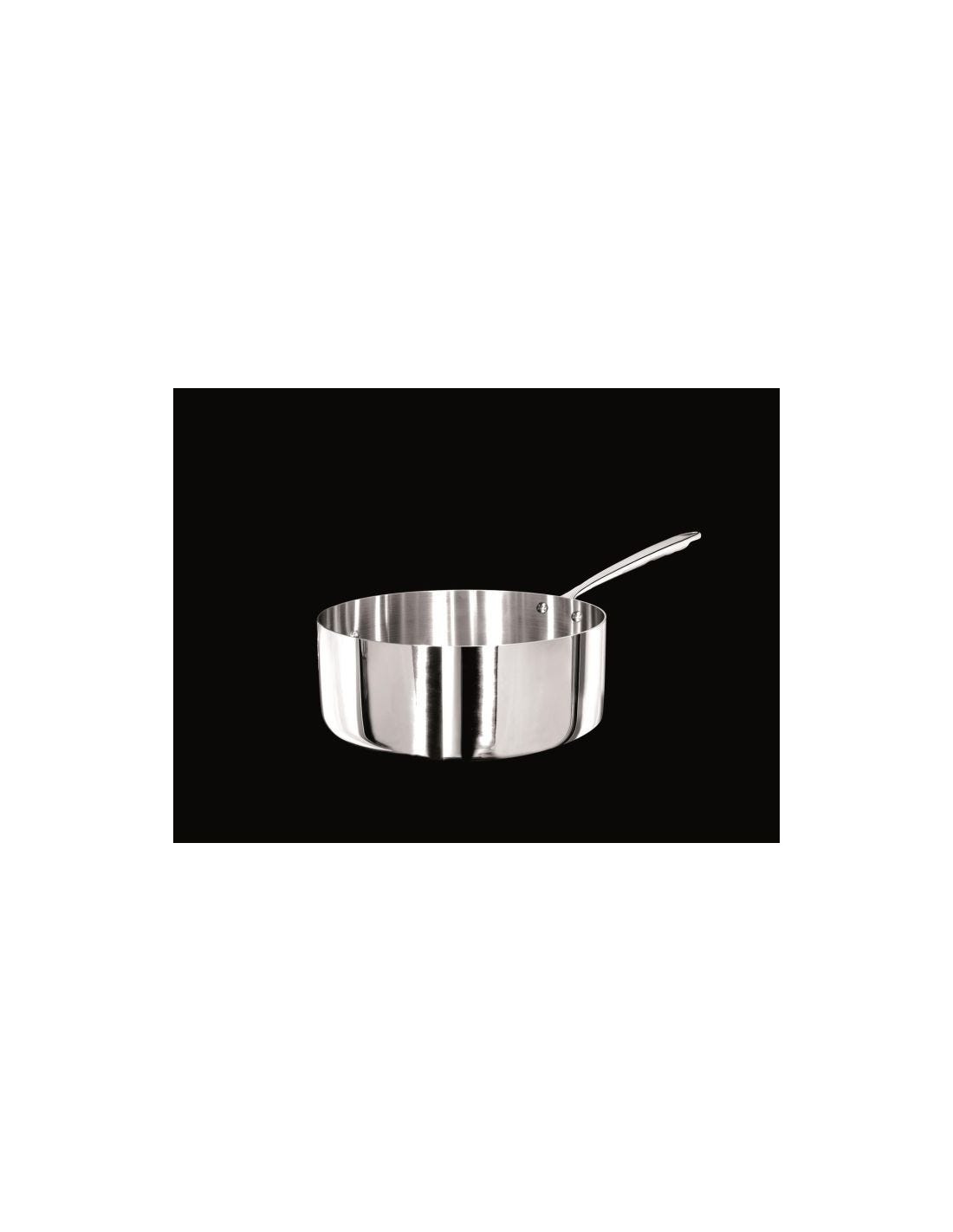 Cacerola baja Alu-inox 1907 3 capas pulidas, para inducción con un mango, diámetro 28cm