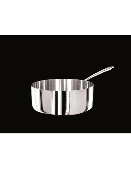 Cacerola baja Alu-inox 1907 3 capas pulidas, para inducción con un mango, diámetro 20cm