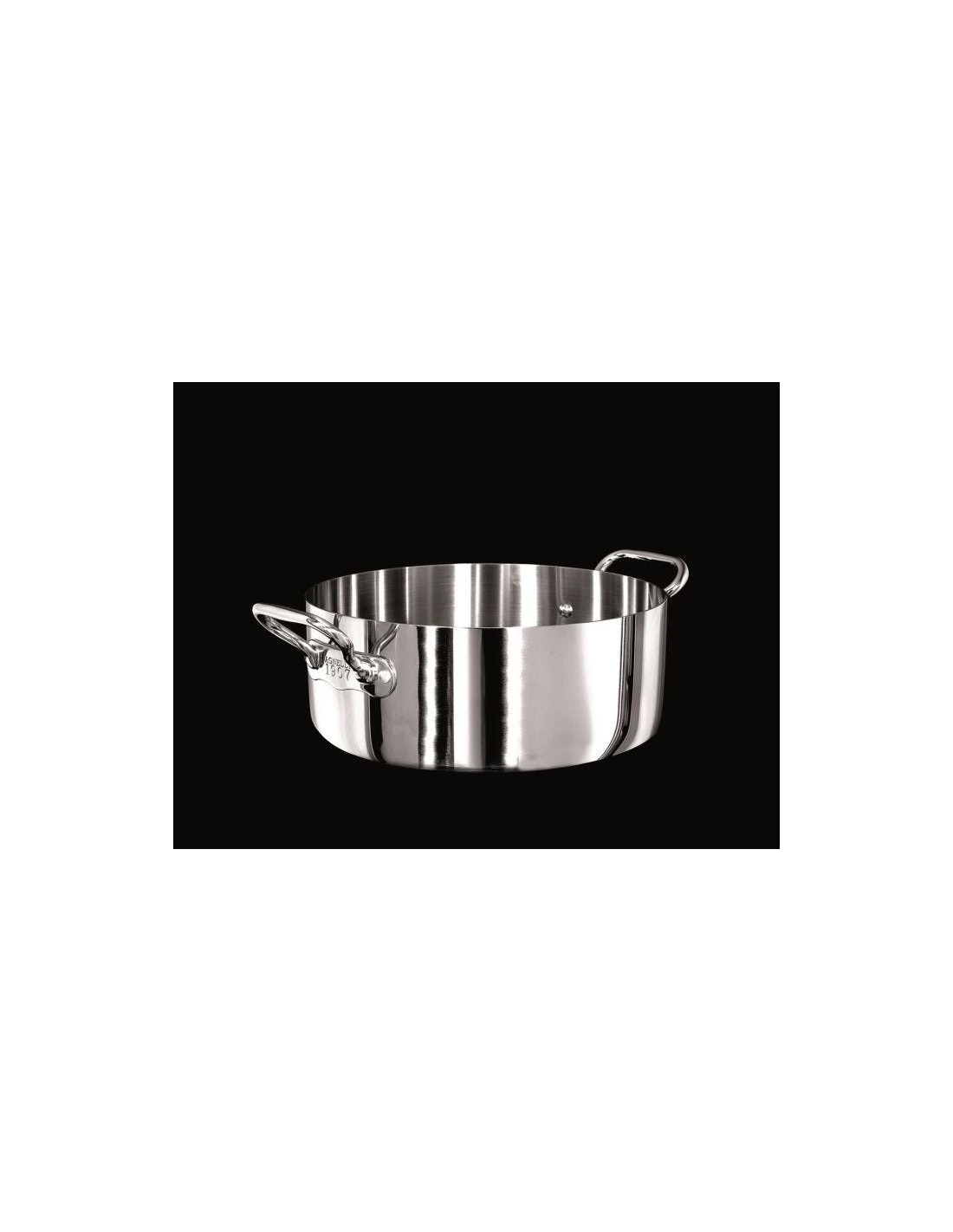 Cacerola baja Alu-inox 1907 3 capas brillante, para inducción con dos asas, diámetro 36cm
