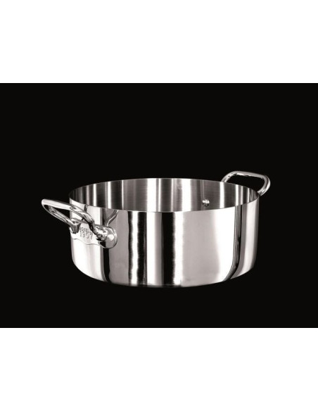 Cacerola baja Alu-inox 1907 3 capas brillante, para inducción con dos asas, diámetro 28cm