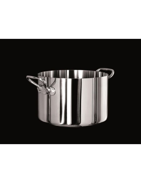 Cacerola Alu-inox 1907 de 3 capas de alto brillo, para inducción con dos asas, diámetro 28 cm