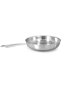 Sartén de acero inoxidable y aluminio de 3 capas, satinado, para inducción, con un solo mango, diámetro 32 cm