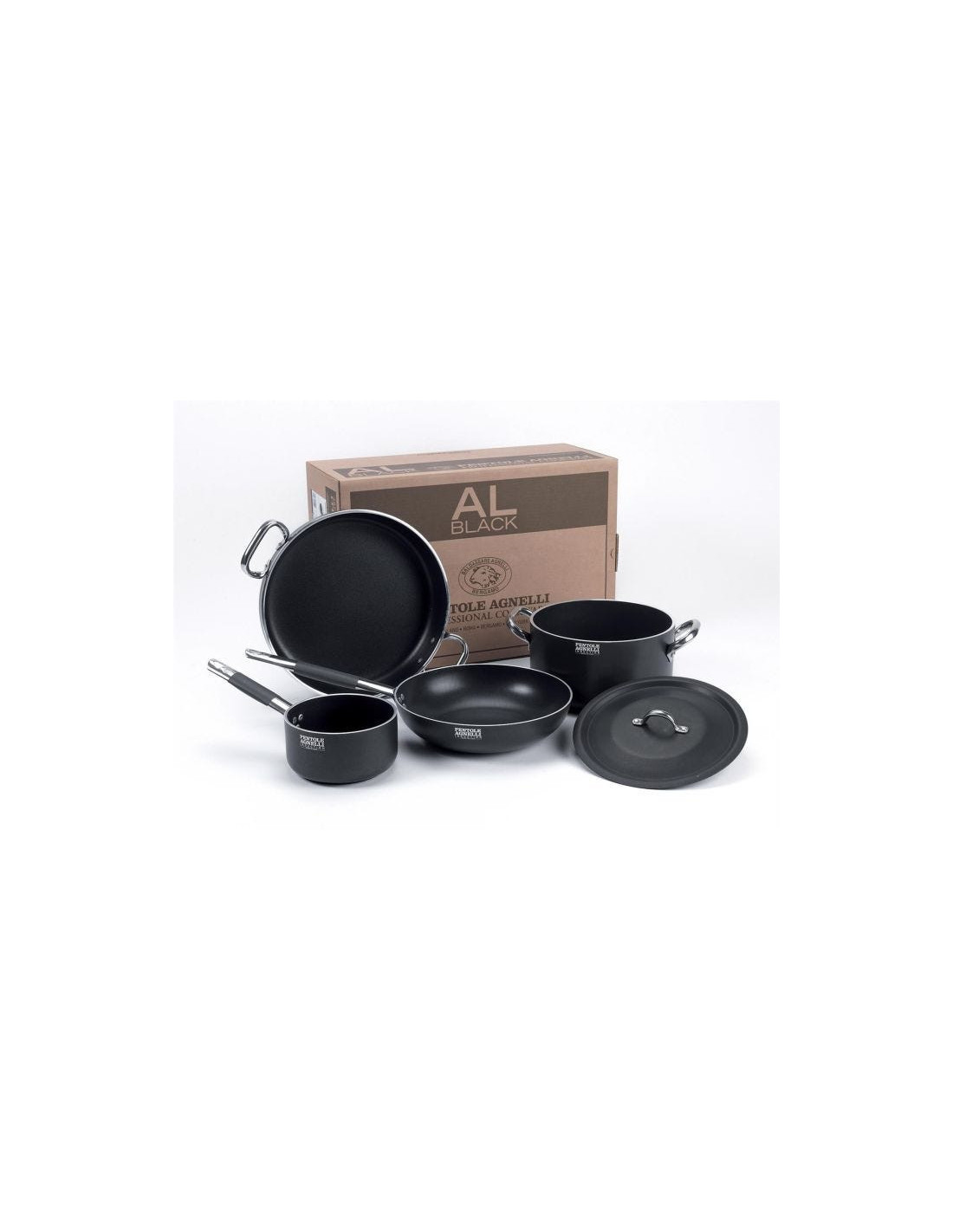 Juego de utensilios de cocina de inducción de aluminio antiadherentes Al-Black de 5 piezas para 3-4 personas