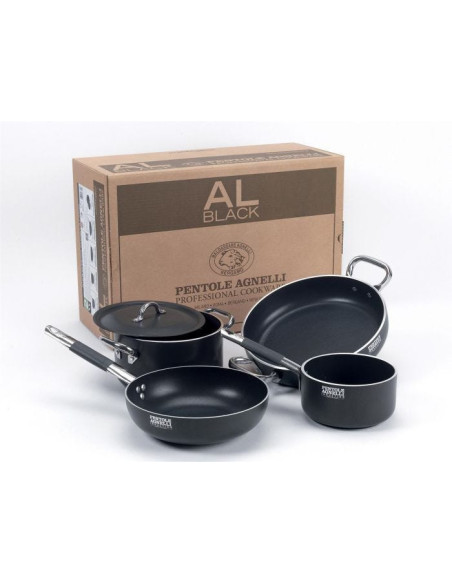 Juego de utensilios de cocina de inducción de aluminio antiadherentes Al-Black de 5 piezas para 2-3 personas