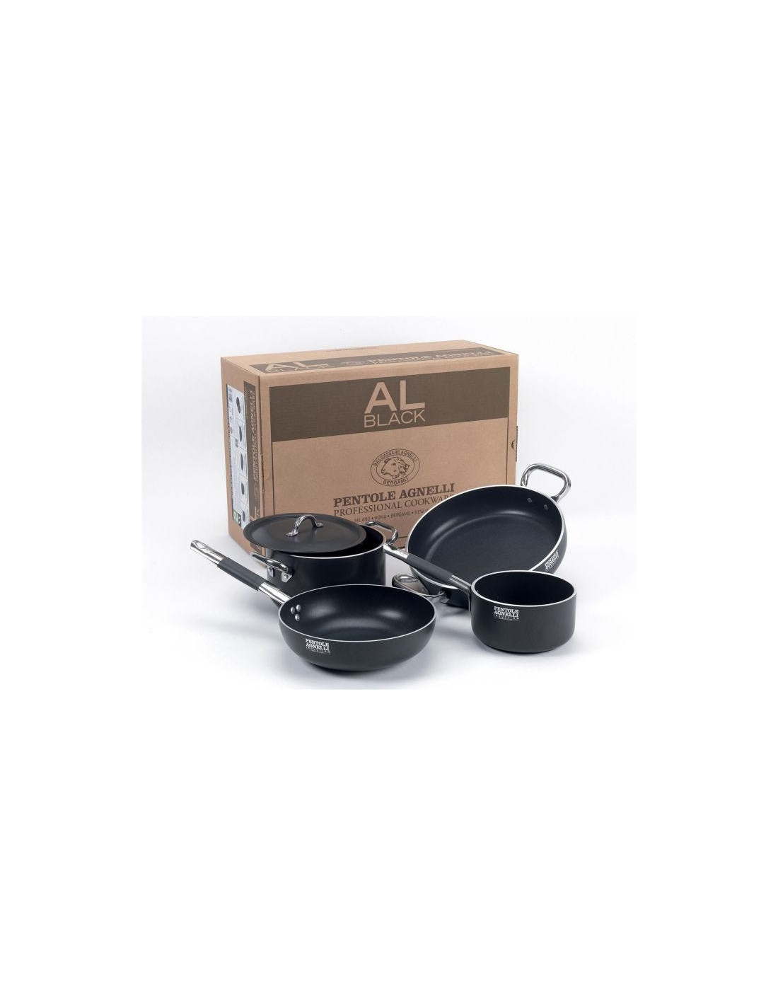 Juego de utensilios de cocina de inducción de aluminio antiadherentes Al-Black de 5 piezas para 2-3 personas
