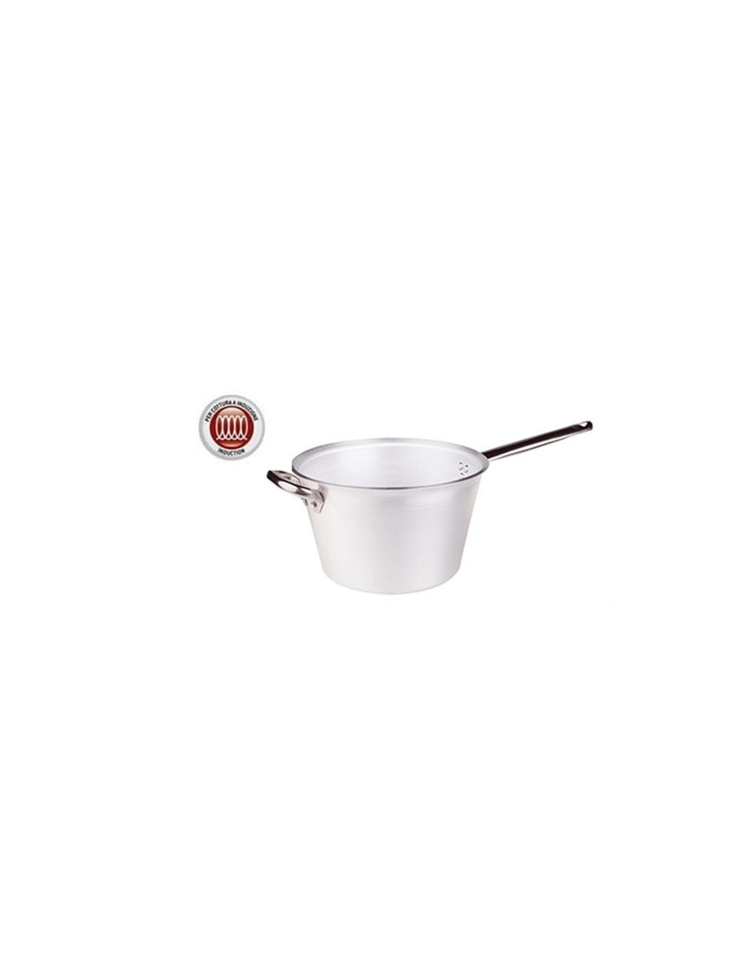 Olla para polenta radiante para inducción en aluminio de 5mm con asa y mango, diam. 24cm