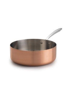 Cacerola baja en trilaminado de cobre para inducción con un mango, diámetro 20cm