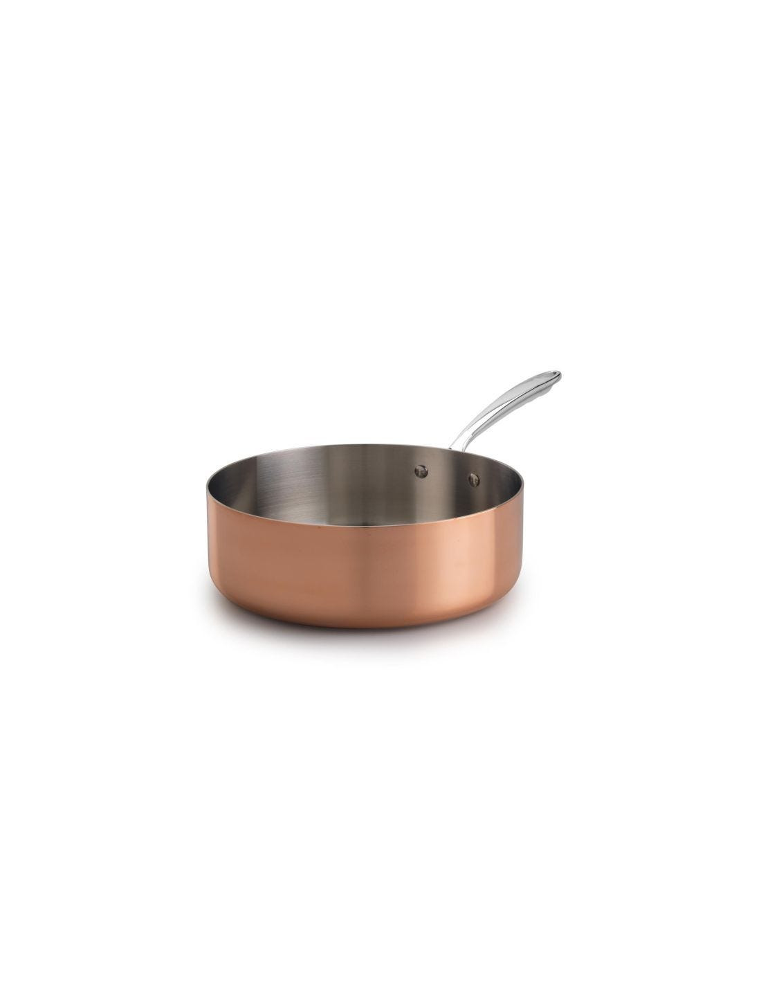 Cacerola baja en trilaminado de cobre para inducción con un mango, diámetro 20cm
