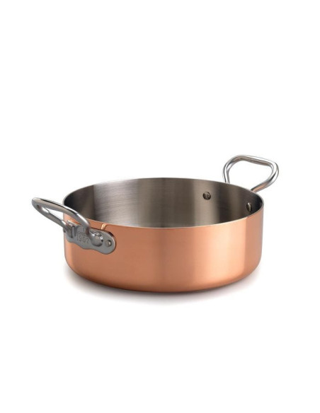 Cacerola baja de cobre trilaminado para inducción con dos asas, diámetro 28cm