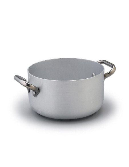 Cacerola de aluminio de 3 mm de espesor para inducción, dos asas, diámetro 24 cm