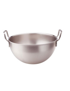 Sartén semiesférica de acero inoxidable con asas, no apta para inducción, diámetro 40 cm