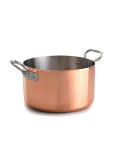 Cacerola alta en trilaminado de cobre para inducción con dos asas, diámetro 24 cm.