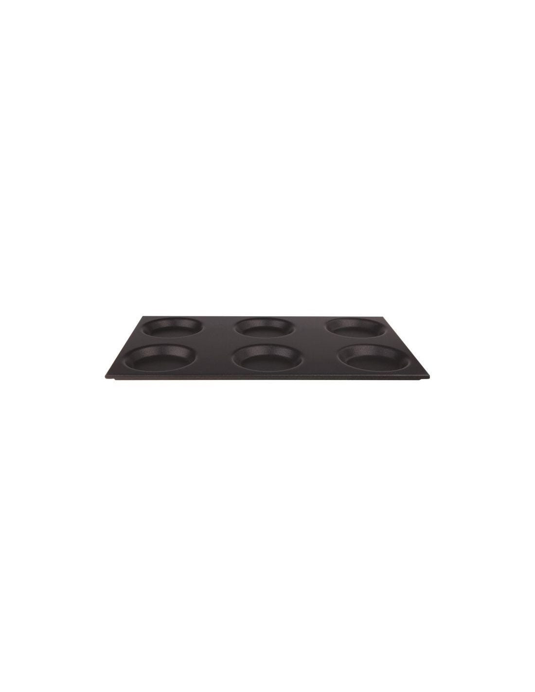 Bandeja de horno Gastronorm antiadherente con 6 moldes, diámetro 12,5 cm, 53 x 32,5 cm, altura 2 cm.